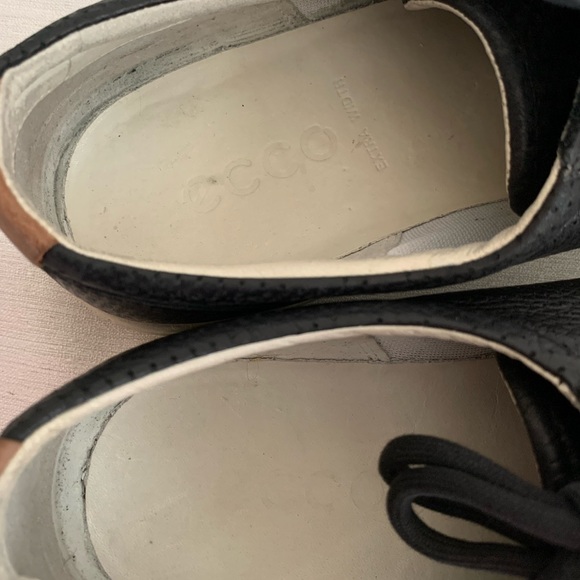 ECCO Soft7 Black Perforated Leather Lace Up Extra Width Sneakers Men’s EU45 US11 - Picture 10 of 14